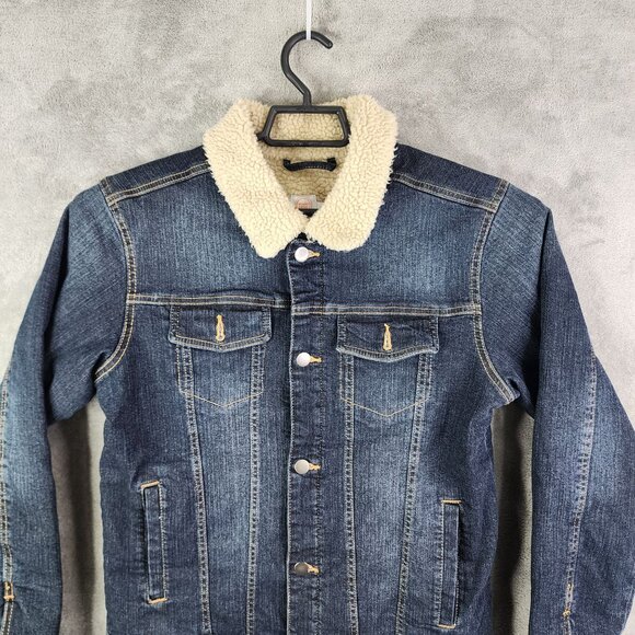 Boys Wonder Nation Sherpa-Lined Denim Jacket Button Up Youth Size XXL 18 - Picture 3 of 9